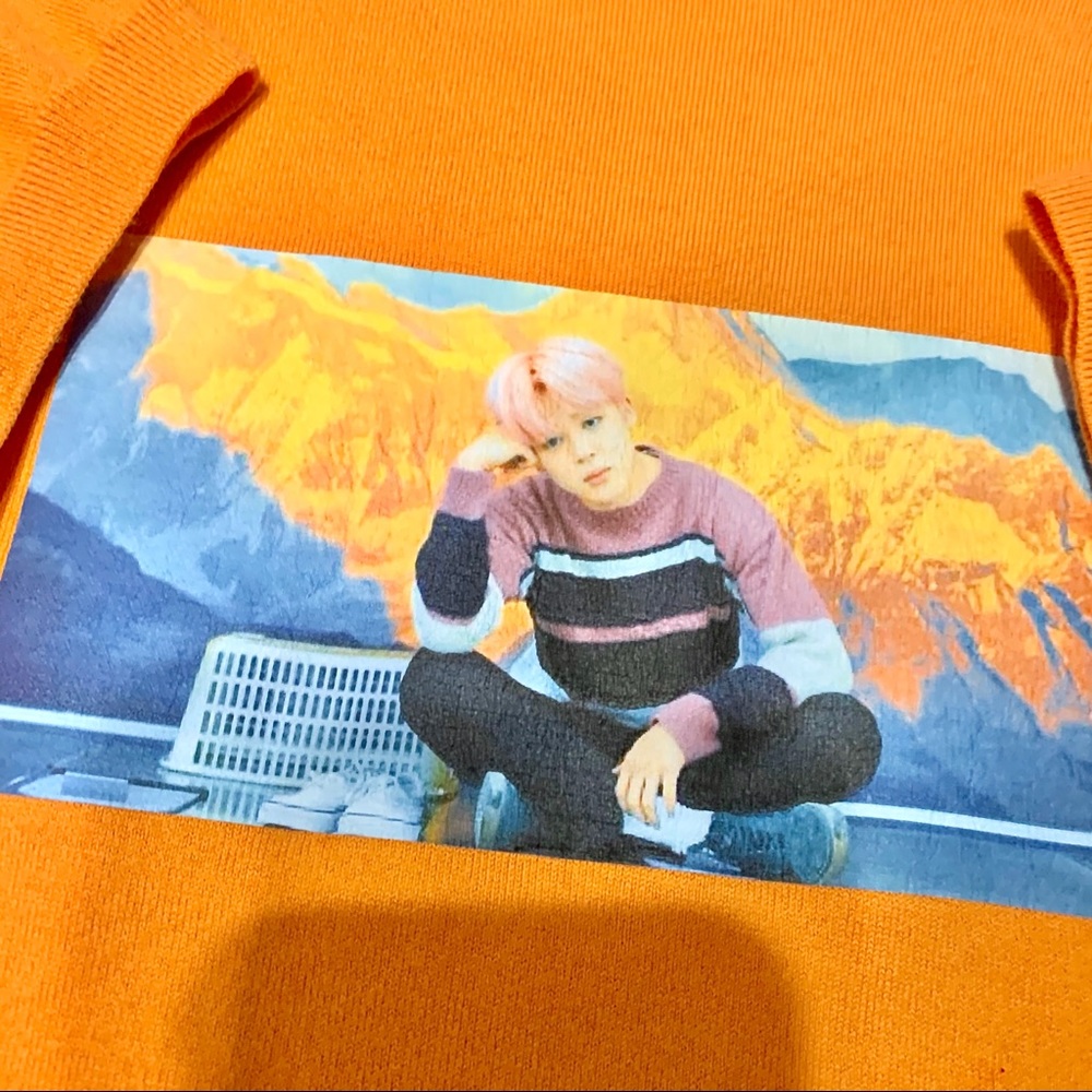 Unofficial Upcycled Orange JIMIN shirt